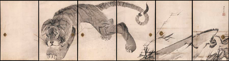 重要文化財 紙本墨画竜虎図のうち虎図 長澤蘆雪筆(無量寺所蔵) 重要文化財 紙本墨画竜虎図のうち虎図 長澤蘆雪筆(無量寺所蔵)